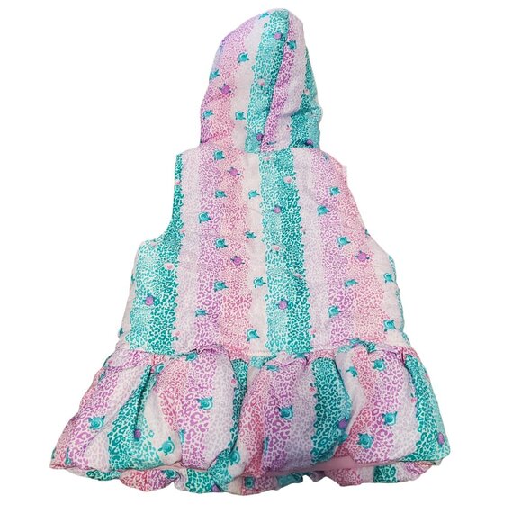 Vintage Kids Headquarters Girls 6X Floral Cheata Print Puffer Hooded ZipUp Vest - Picture 4 of 12